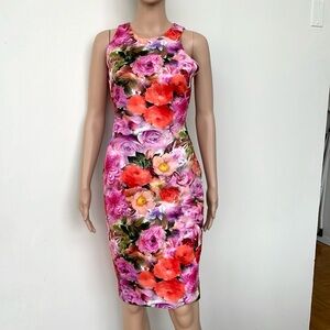 ALEXIA ADMOR FLOWER PRINT BODYCON DRESS, S